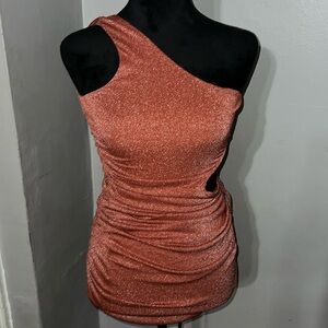 Rust colored cut out mini dress. Charlie Holiday